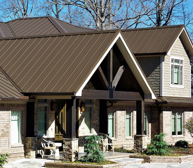 Standing-seam metal roof detail from a recent Innovation Roofing job, concealed clips, hemmed panels, tight valley transition